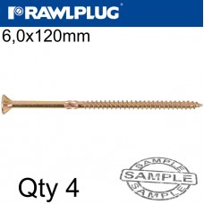 R-TS CHIPBOARD HD SCREW 6.0X120MM X4 PER BAG